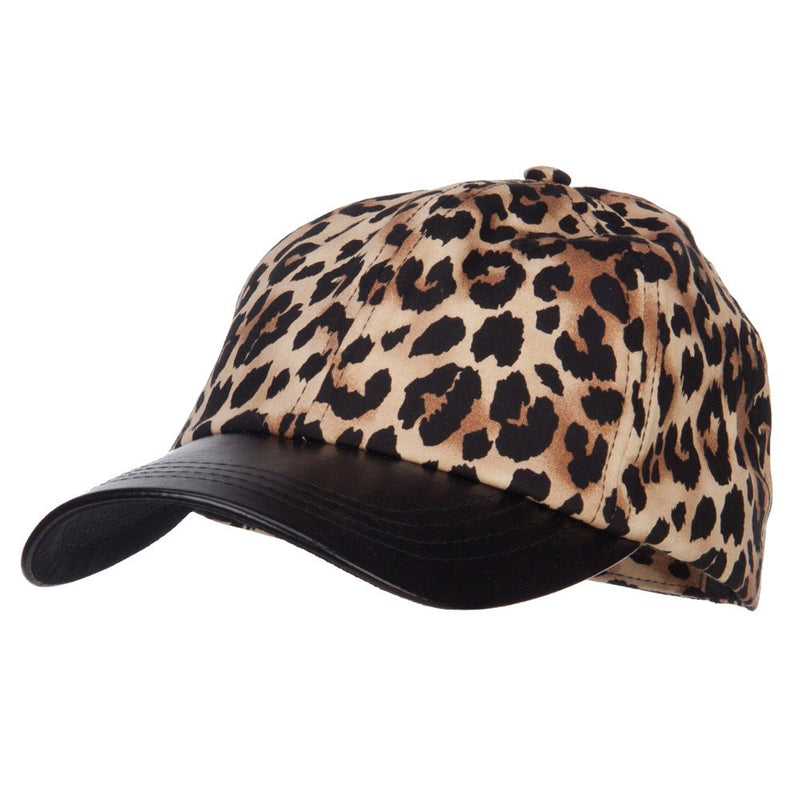 MG Leopard Print Cap with Leather Bill One Size Leopard Brown - BeesActive Australia