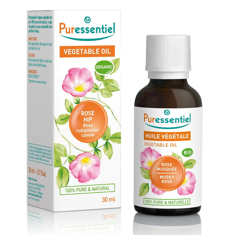 Puressentiel Organic Rose Hip Vegetable Oil, Benefits Hair and Skin - 100% Pure & Natural, Vegan - 1 fl oz - BeesActive Australia