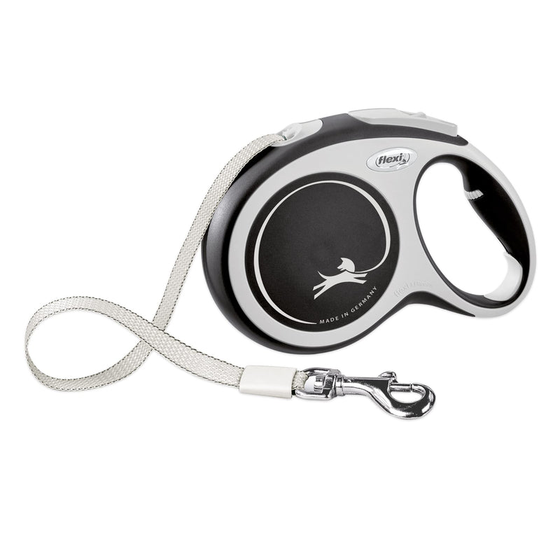 FLEXI New Comfort Retractable Dog Leash (Tape), for Dogs X-Small to Large, 10-26 ft Grey Large - 26 ft - BeesActive Australia