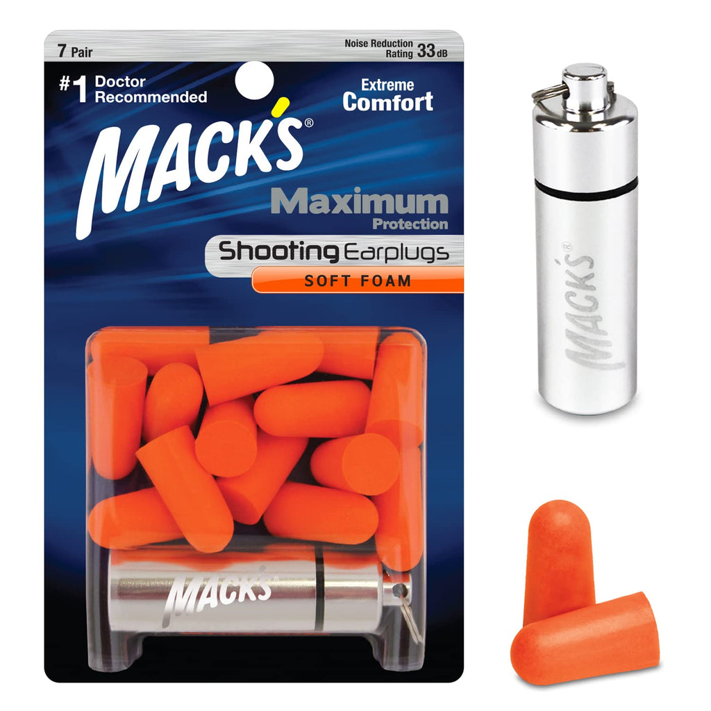 Mack's Maximum Protection Soft Foam Shooting Ear Plugs, 33 dB Highest NRR – Comfortable Earplugs for Hunting, Tactical, Target, Skeet and Trap Shooting (7 Pair Plus Travel Case) 7 Pair Plus Travel Case - BeesActive Australia