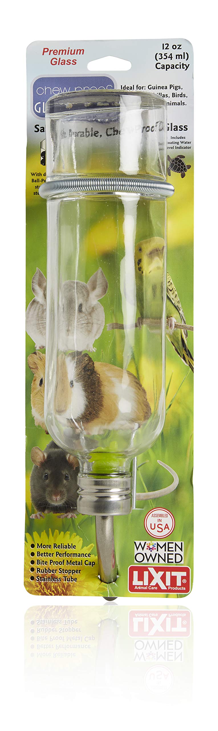 Lixit Chew Proof Flat Sided Water Bottles for Rabbits, Ferrets, Rats, Birds, Hamsters, Guinea Pigs, Chinchillas Gerbils and Other Small Animals. 12oz Clear - BeesActive Australia
