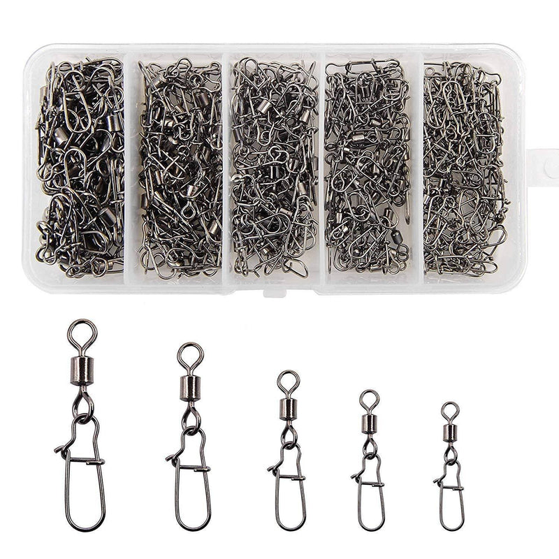 [AUSTRALIA] - Shaddock Fishing 210pieces/box Fishing Swivel Snap Connectors Size 2 4 5 6 8 High-Strength Fishing Rolling Swivels with Nice Snaps Fishing Tackle Kit (100% Copper+Stainless Steel) 