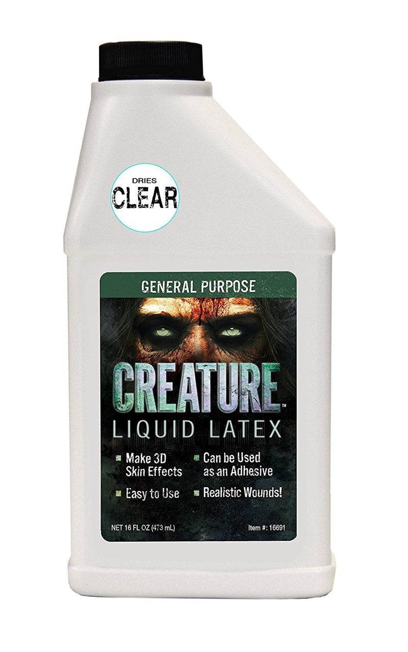Creature Liquid Latex - CLEAR - General Purpose Professional Special Effects Liquid Latex - 16oz - Dries CLEAR - BeesActive Australia