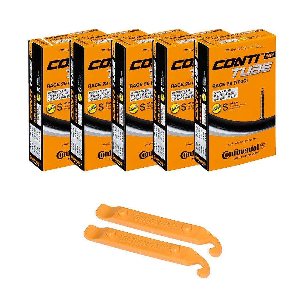 Continental Bicycle Tubes Race 28 700x20-25 S60 Presta Valve 60mm Bike Tube Super Value Bundle (Pack of 5 Conti Tubes & 2 Conti tire Lever) - BeesActive Australia