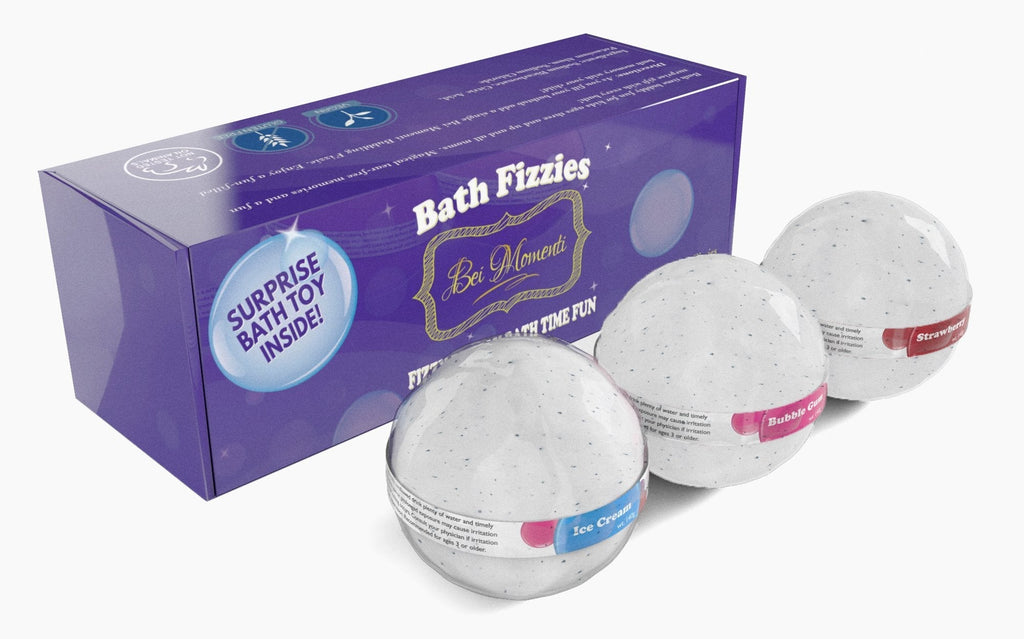Kids Bath Bomb Bubbling Fizzy Set By Bei Momenti - Surprise Toy In Every Fizzie - Mild, 100% Kid-Safe, Vegan & Gluten Free - Variety Of Kid's Favorite Scents - Extra Large, 5.3 oz. Fizzes - Pack Of 3 - BeesActive Australia