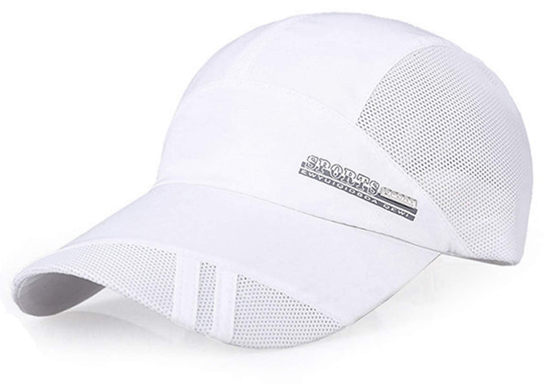 Baseball Cap Quick Dry Mesh Back Cooling Sun Hats Sports Caps for Golf Cycling Running Fishing A-white-m/L - BeesActive Australia