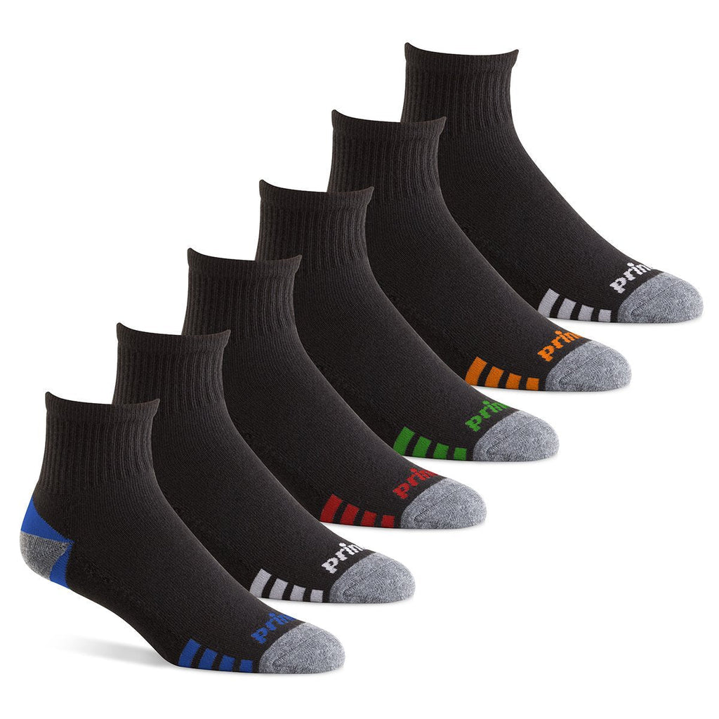 [AUSTRALIA] - Prince Men's Athletic Quarter Socks (6 Pair Pack) Black 