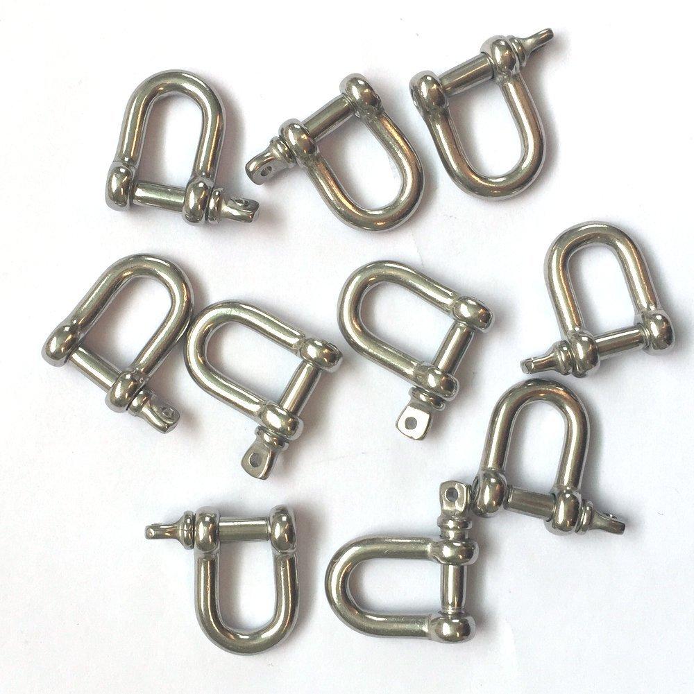 [AUSTRALIA] - Stainless Steel Mini D Shackle, 4mm, Silver Color,for Paracord Jewelry, Marine Tackle-10 Pieces 