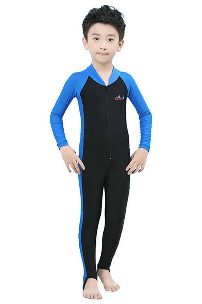 [AUSTRALIA] - Labelar Sun Protection Swimwear Stinger Suit Full Body Swimsuit for Boys and Girls A-blackblue M(for Height 40"-45") 