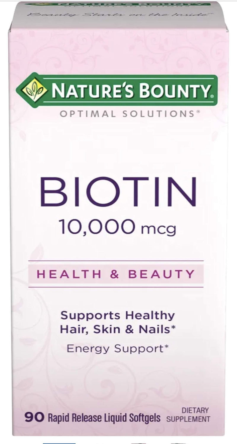 Nature's Bounty Optimal Solutions Biotin 10,000 mcg 90 Rapid Release Liquid Softgels - BeesActive Australia