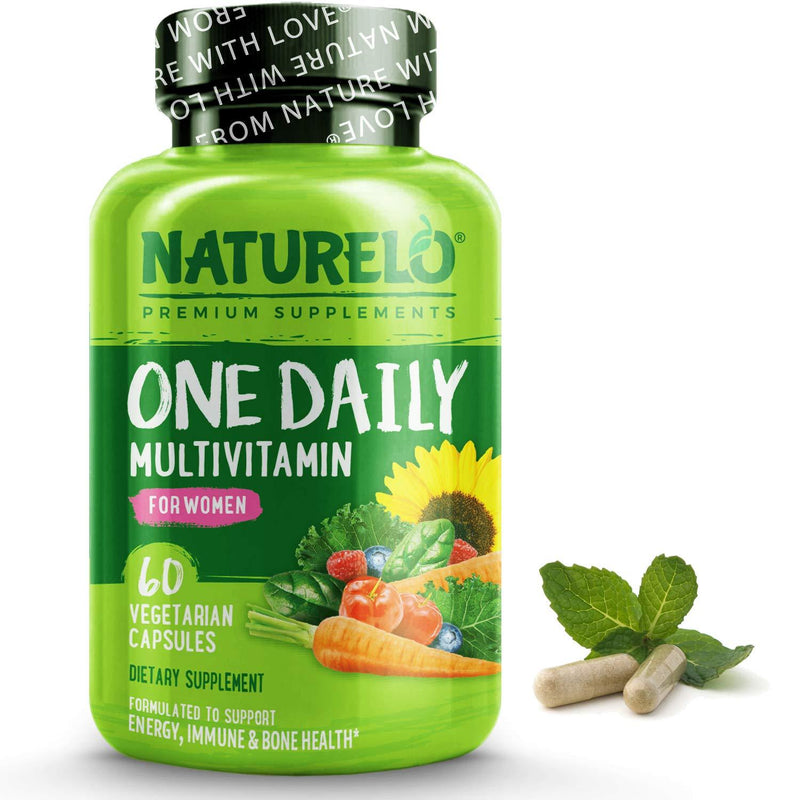NATURELO One Daily Multivitamin for Women - Energy Support - Whole Food Supplement to Nourish Hair, Skin, Nails - Non-GMO - No Soy - Gluten Free - 60 Capsules | 2 Month Supply 60 Count (Pack of 1) - BeesActive Australia