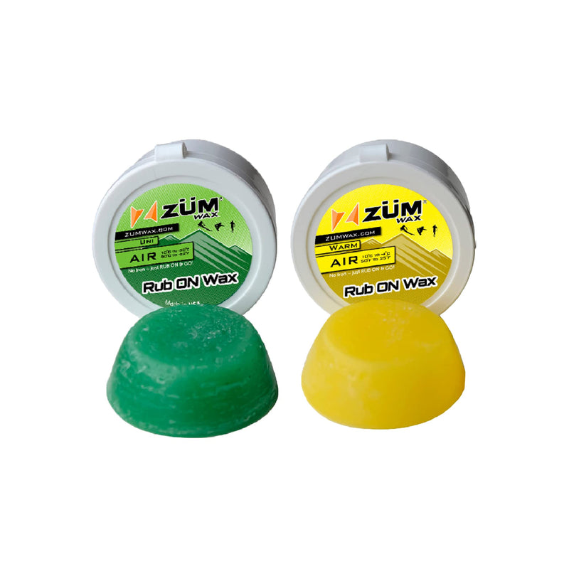 ZUMWax RUB ON Wax Ski/Snowboard/Nordic/Cross-Country Sample Pack - Universal (All Temps) and Warm Temps Rub On - Super-Fast!!! Environmentally Friendly & Non-Toxic! Perfect for Touring! - BeesActive Australia