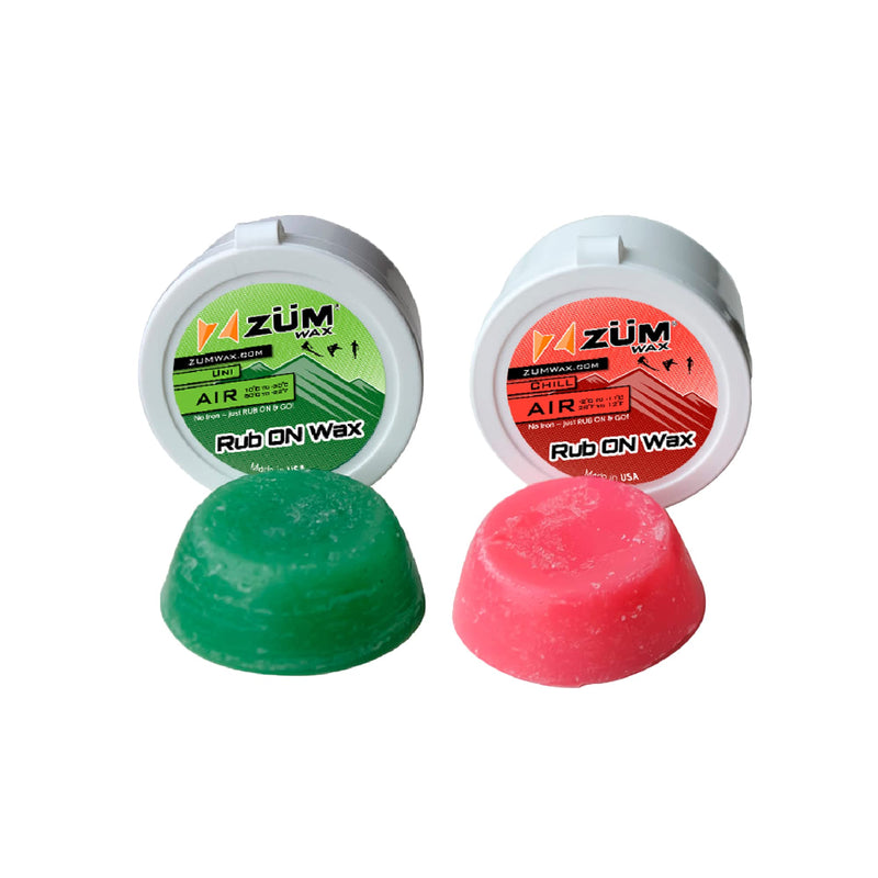 ZUMWax RUB ON Wax Ski/Snowboard/Nordic/Cross-Country Sample Pack - Universal (All Temps) and Chill Temps Rub On - Super-Fast!!! Environmentally Friendly & Non-Toxic! Perfect for Touring! - BeesActive Australia