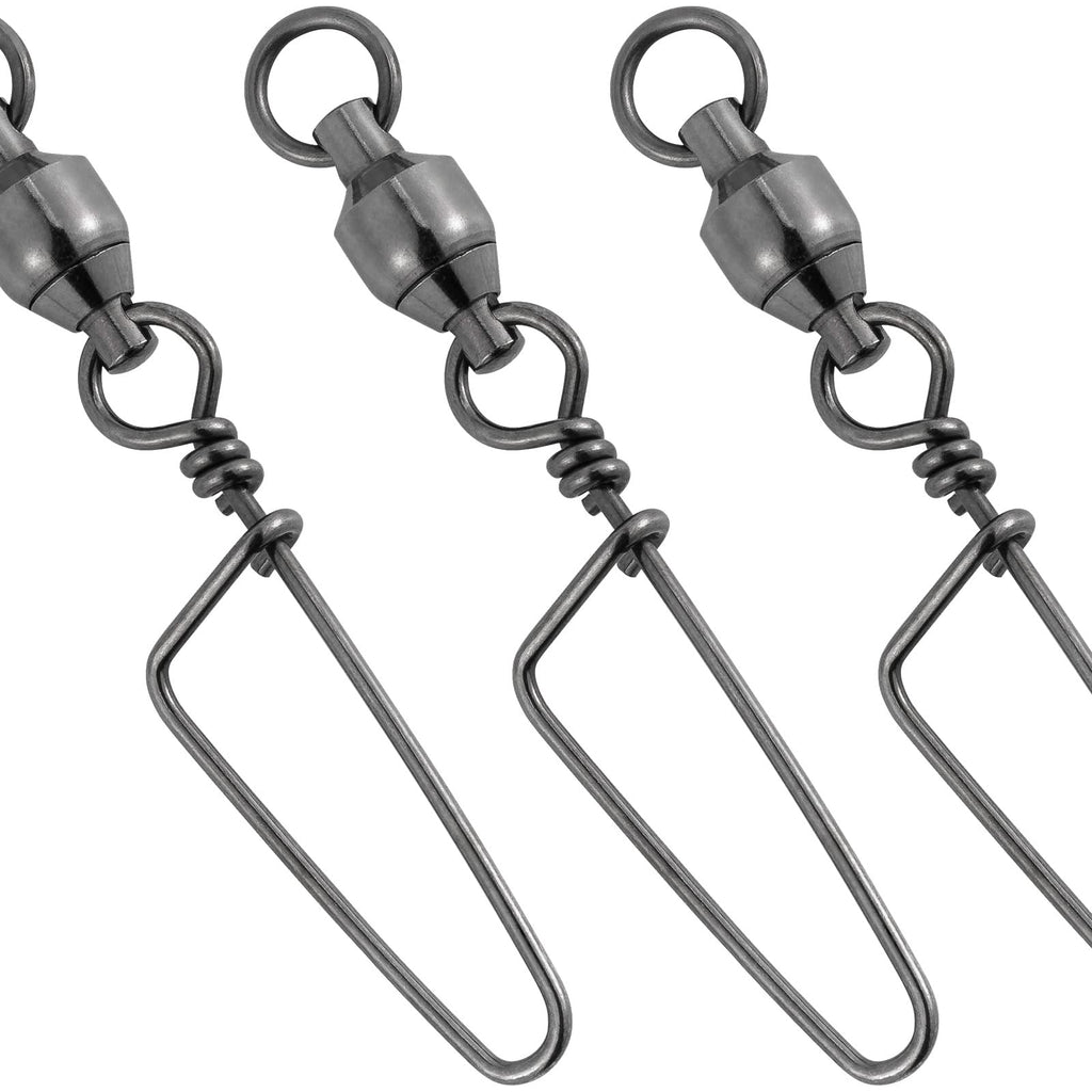 Dr.Fish 20 Pack Fishing Snap Swivels, Ball Bearing Swivels with Stainless Steel Coastlock Snap, Corrosion Resistant Black Nickel Coating, High Strength 26Lb to 503Lb, Saltwater Swivels Fishing Tackle #0+0(26Lb)_20 Pack - BeesActive Australia