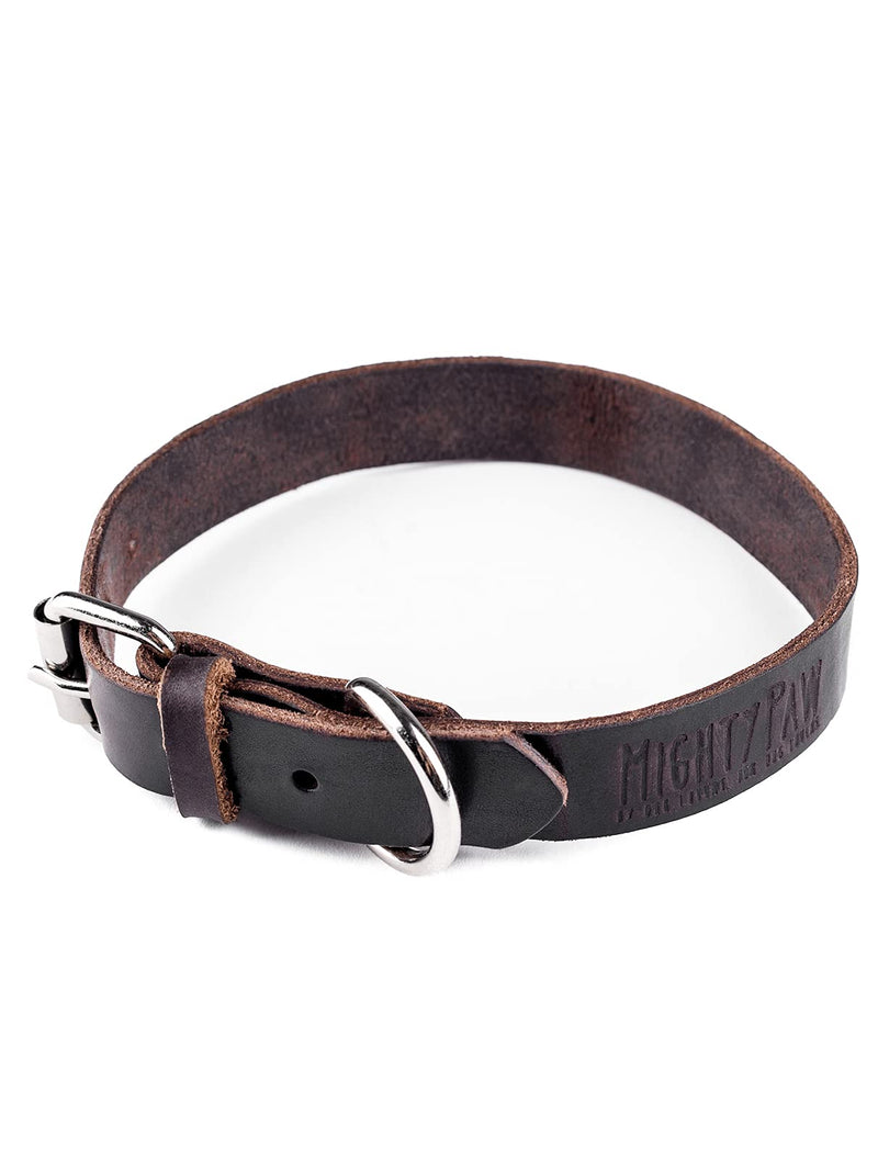 Mighty Paw Leather Dog Collar, Super Soft Distressed Leather- Premium Quality, Modern Stylish Look Medium: 10.25 - 13.5 inches Brown - BeesActive Australia