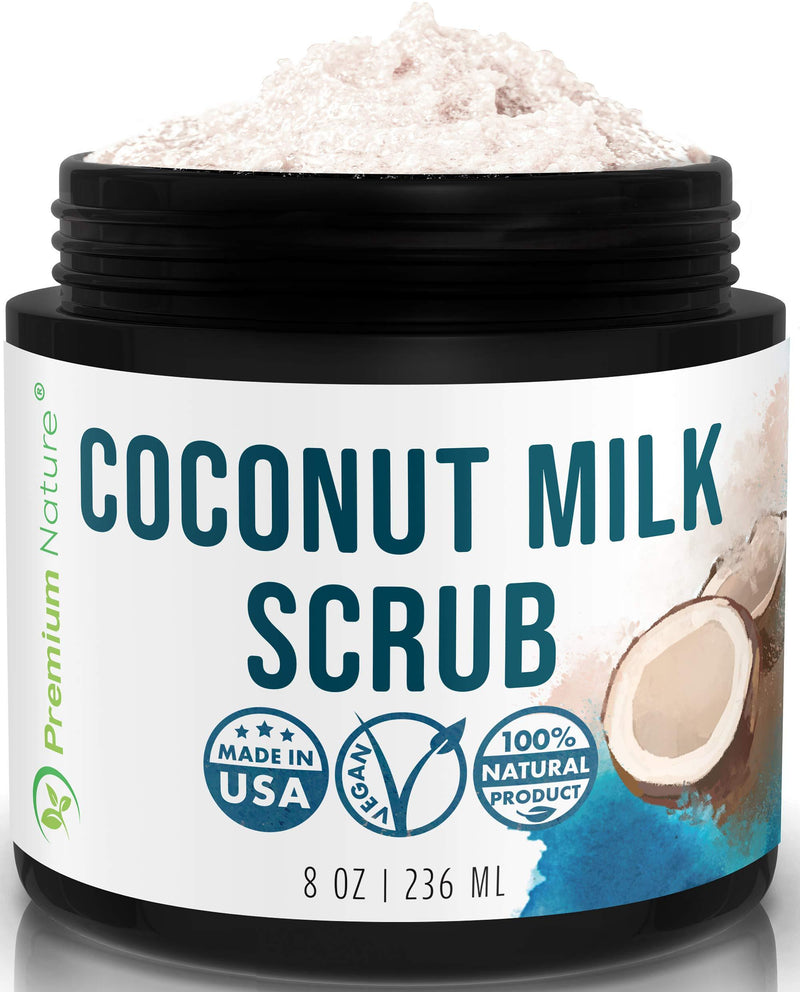 Coconut Milk Exfoliating Body Scrub - Natural Coconut Oil Skin Exfoliator for Face Hand Lip & Body with Sea Salt & Shea Butter - BeesActive Australia