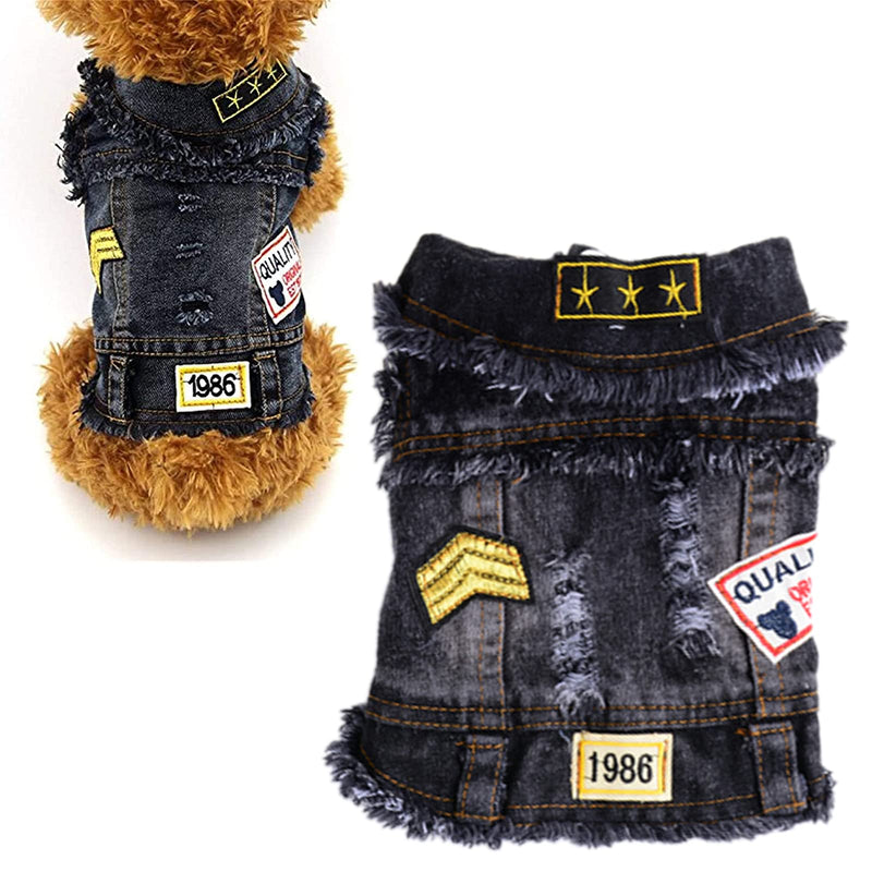 DOGGYZSTYLE Pet Vests Dog Denim Jacket Hoodies Puppy Jacket for Small Medium Dogs XX-Large (Pack of 1) Black print - BeesActive Australia
