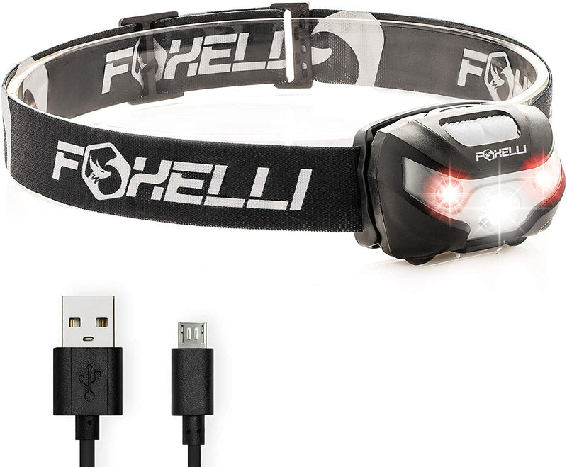 Foxelli USB Rechargeable Headlamp Flashlight - Super Bright LED Head Lamp for Running, Camping & Work, Lightweight & Comfortable Head Light for Adults & Kids - BeesActive Australia