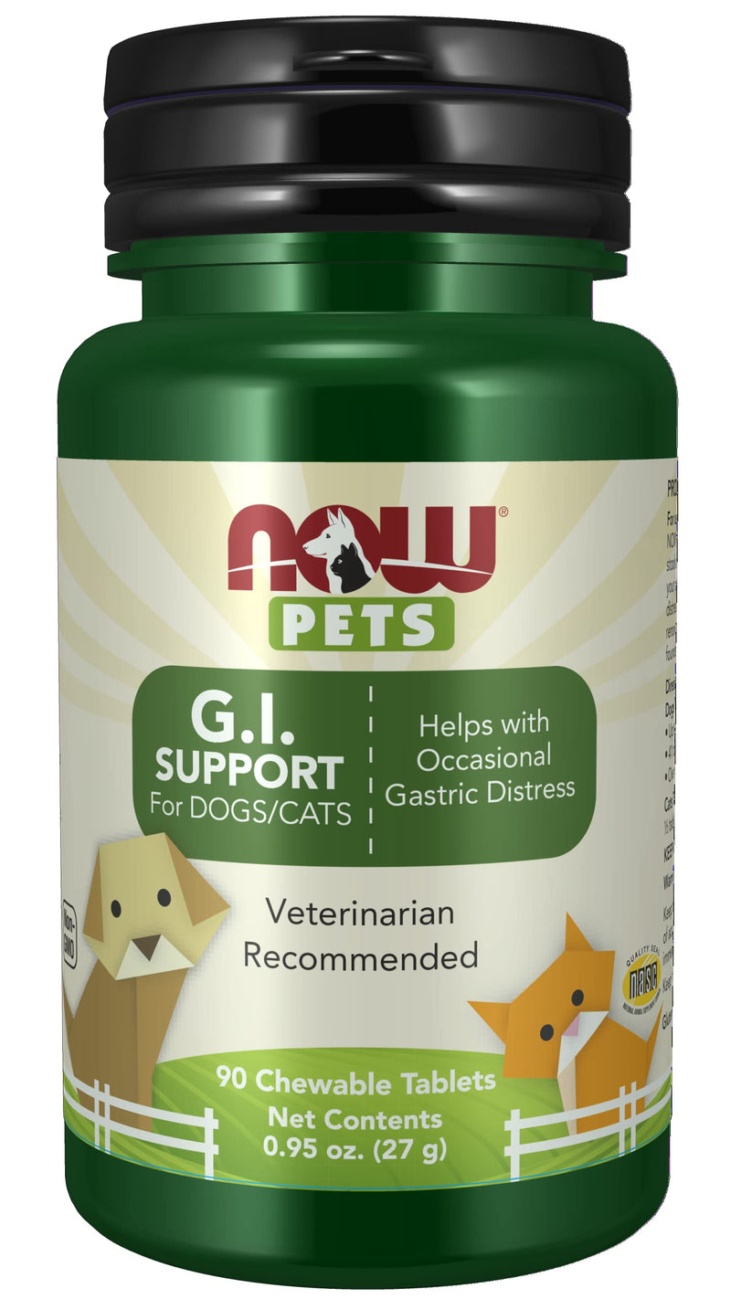 NOW Pet Health, G.I. Support Supplement, Formulated for Cats & Dogs, NASC Certified, 90 Chewable Tablets - BeesActive Australia