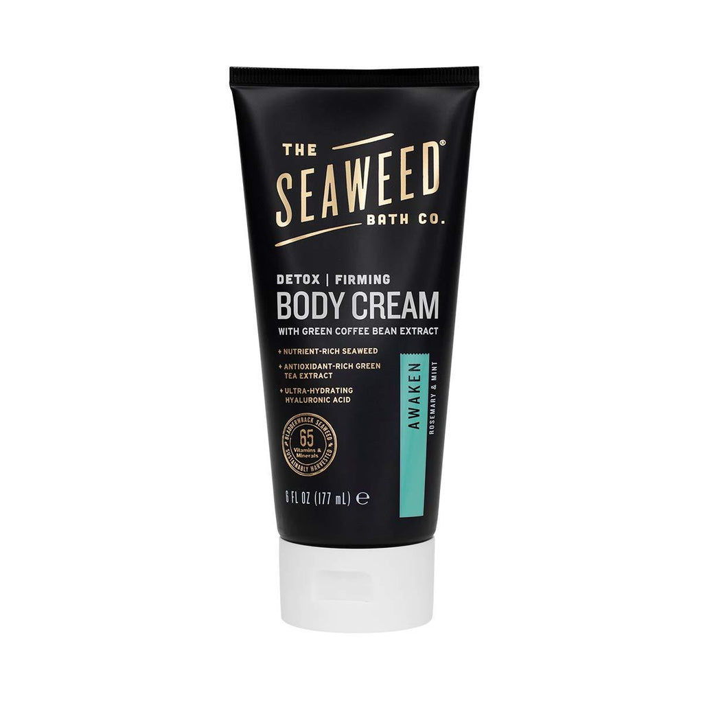 The Seaweed Bath Co. Detox Body Cream, Awaken Scent (Rosemary & Mint), With Natural Bladderwrack Seaweed, Vegan, Paraben Free, 6 oz Awaken - Rosemary & Mint 6 Ounce (Pack of 1) - BeesActive Australia