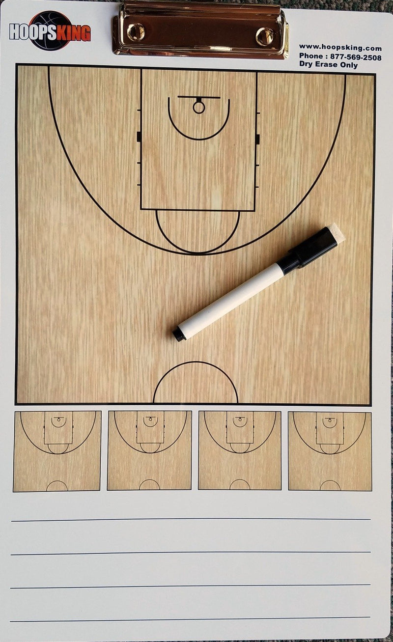 Basketball 2 Sided, Wood Floor, Coaching Dry Erase Board, 14" X 9" - New Improved Marker Included - BeesActive Australia