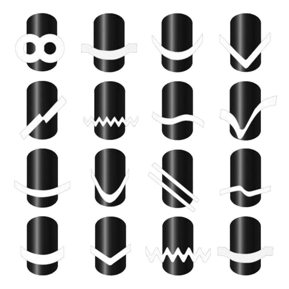 Warm Girl Nail Art Designs French Chevron & Teardrop Round Form Fringe Guides Nail Stickers (Pack of 24) 1 - BeesActive Australia