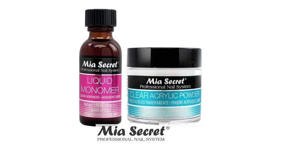 Mia Secret Acrylic Nail Powder Clear + Liquid Monomer 1 oz Set - USA - BeesActive Australia