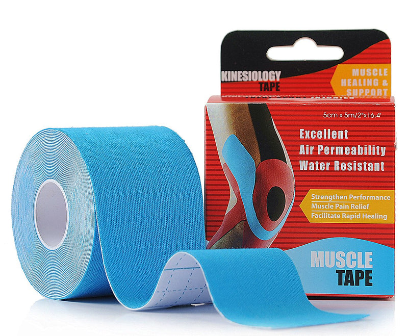 Kinesiology Tape Strapping Taping Athletic Sports Tape for Men Knee Shoulder Elbow Ankle Neck Muscle Superior Waterproof Adhesion Non Latex Safe for Kids Pregnant Women Lightblue - BeesActive Australia