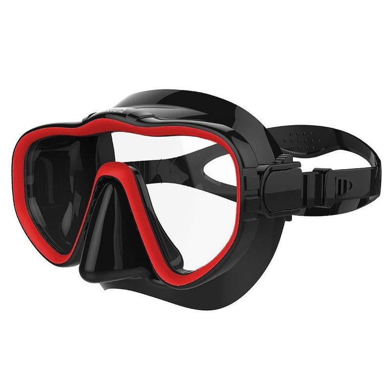 [AUSTRALIA] - Kraken Aquatics Snorkel Dive Mask with Silicone Skirt and Strap for Scuba Diving, Snorkeling and Freediving Black / Red 