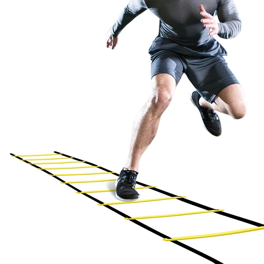 GHB Pro Agility Ladder Agility Training Ladder Speed 12 Rung 20ft with Carrying Bag Yellow - BeesActive Australia