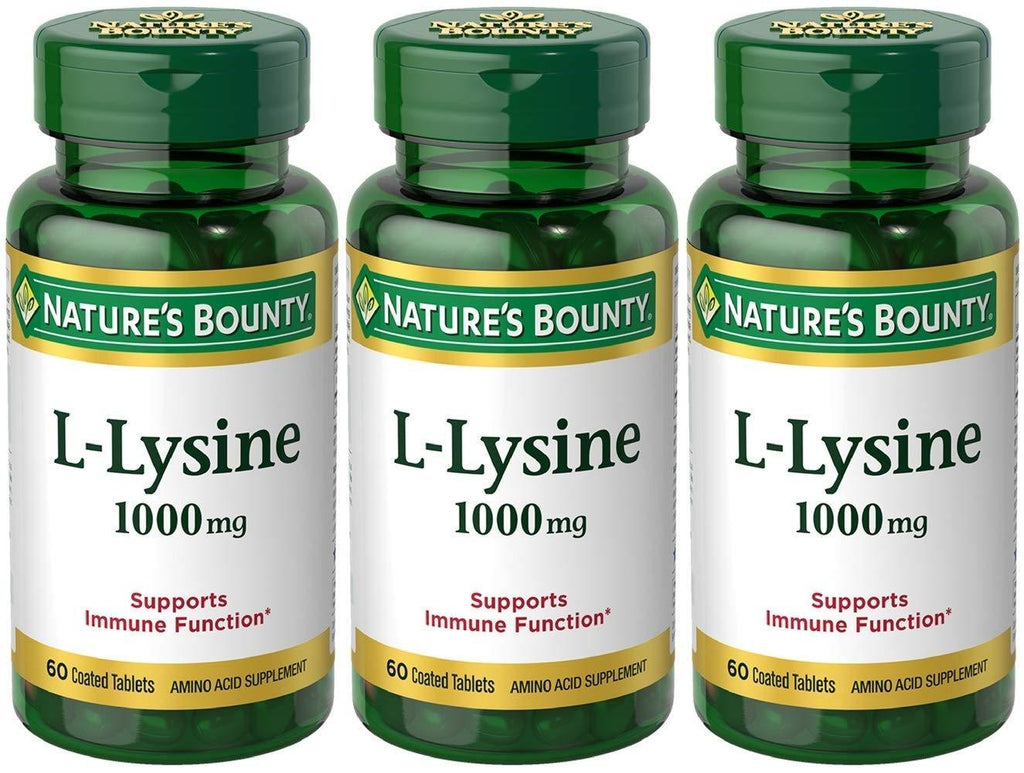 Nature's Bounty L-Lysine, 1000mg, 180 Tablets (3 x 60 Count Bottles) - BeesActive Australia