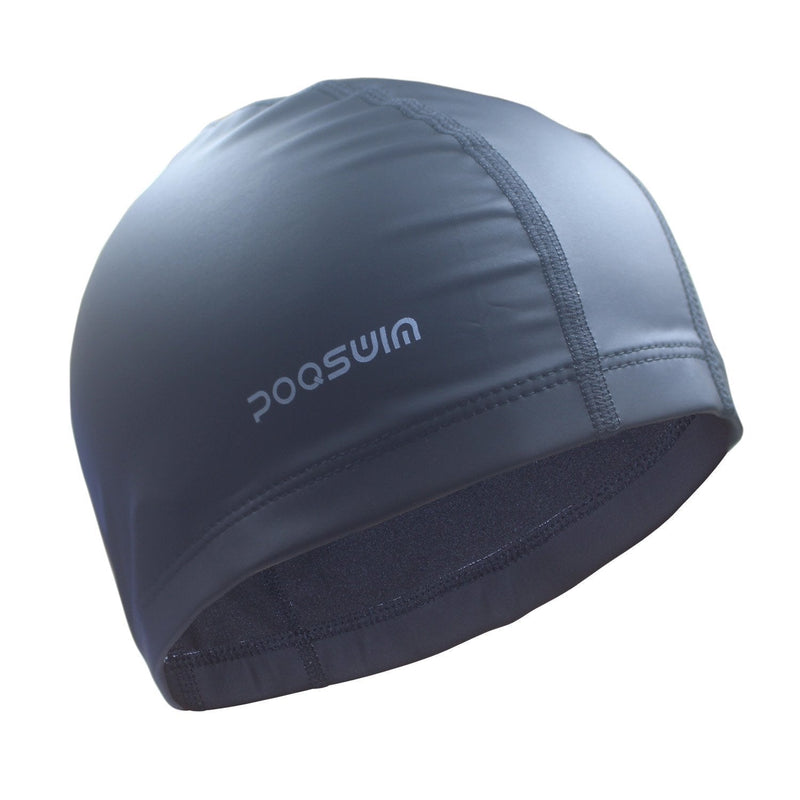 [AUSTRALIA] - Poqswim Adult Size Lycra Swim Cap with PU Coat Can Fit Long Hair Swim Cap Black 