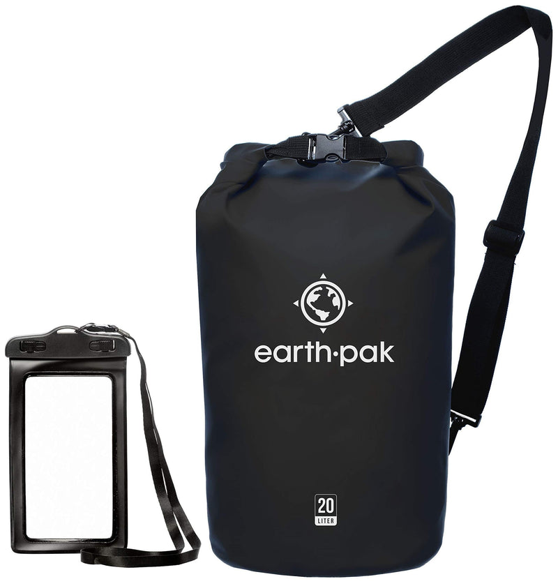 Earth Pak -Waterproof Dry Bag - Roll Top Dry Compression Sack Keeps Gear Dry for Kayaking, Beach, Rafting, Boating, Hiking, Camping and Fishing with Waterproof Phone Case Black 10L - BeesActive Australia