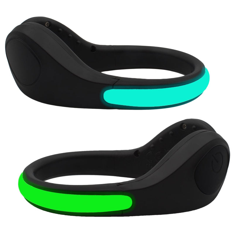 Shoe Clip Lights (2 Pack) Reflective Safety Night Running Gear for Runners Joggers Bikers Walkers, Color Changing RGB Strobe and Steady Color Flash Mode, Water Resistant and Bonus Screw Driver Black - BeesActive Australia