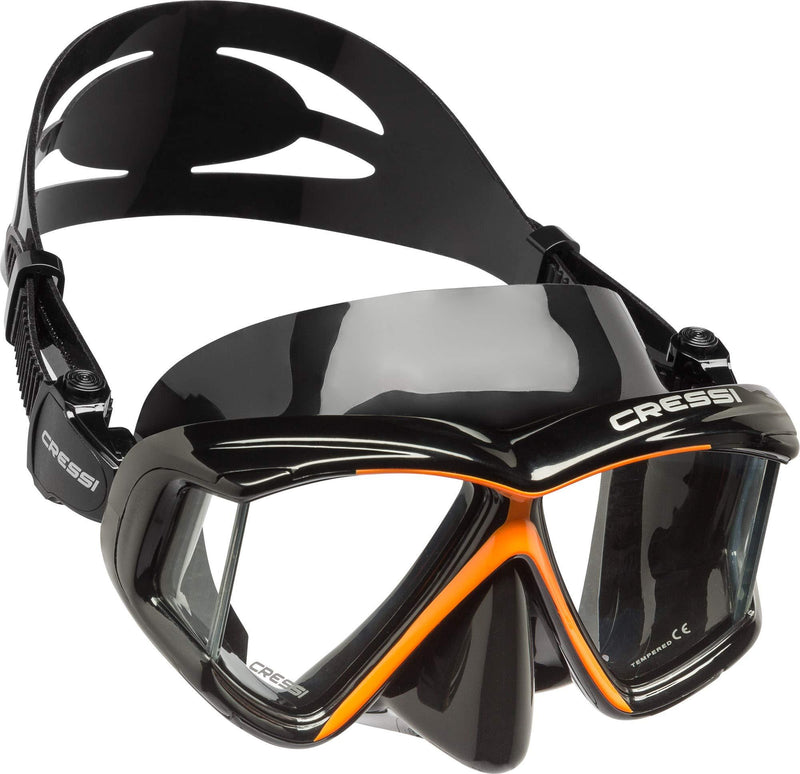 [AUSTRALIA] - Cressi Pano 4 | Wide Multi Lens View for Scuba Diving - Cressi: Quality since 1946 Black/Orange 