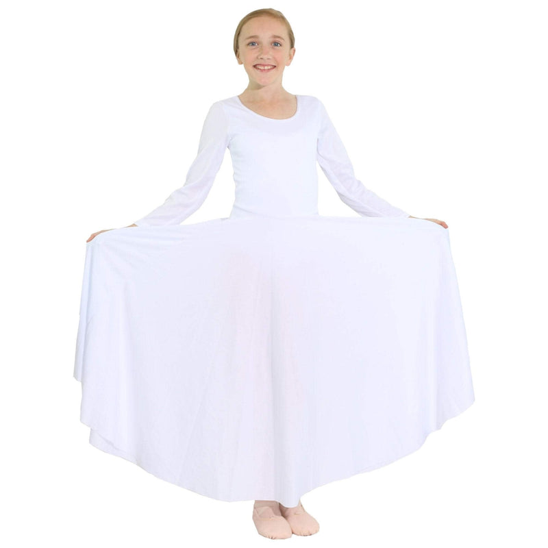 [AUSTRALIA] - Danzcue Girls Praise Loose Fit Full Length Long Sleeve Dance Dress White 8 / 10 