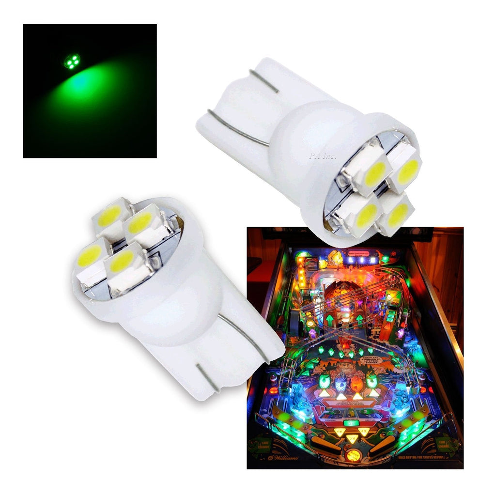 PA 10PCS #555 T10 4SMD LED Pinball Machine Light Bulb Green-6.3V - BeesActive Australia