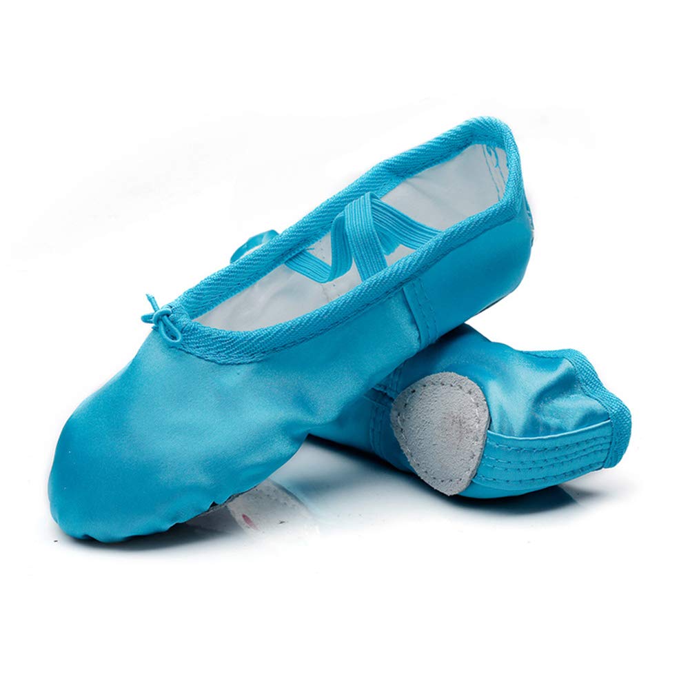 MSMAX Girls Ballet Shoes Satin Performa Dance Slippers for Kids (Toddler/Little Kid/Big Kid) 10 Narrow Toddler Blue - BeesActive Australia