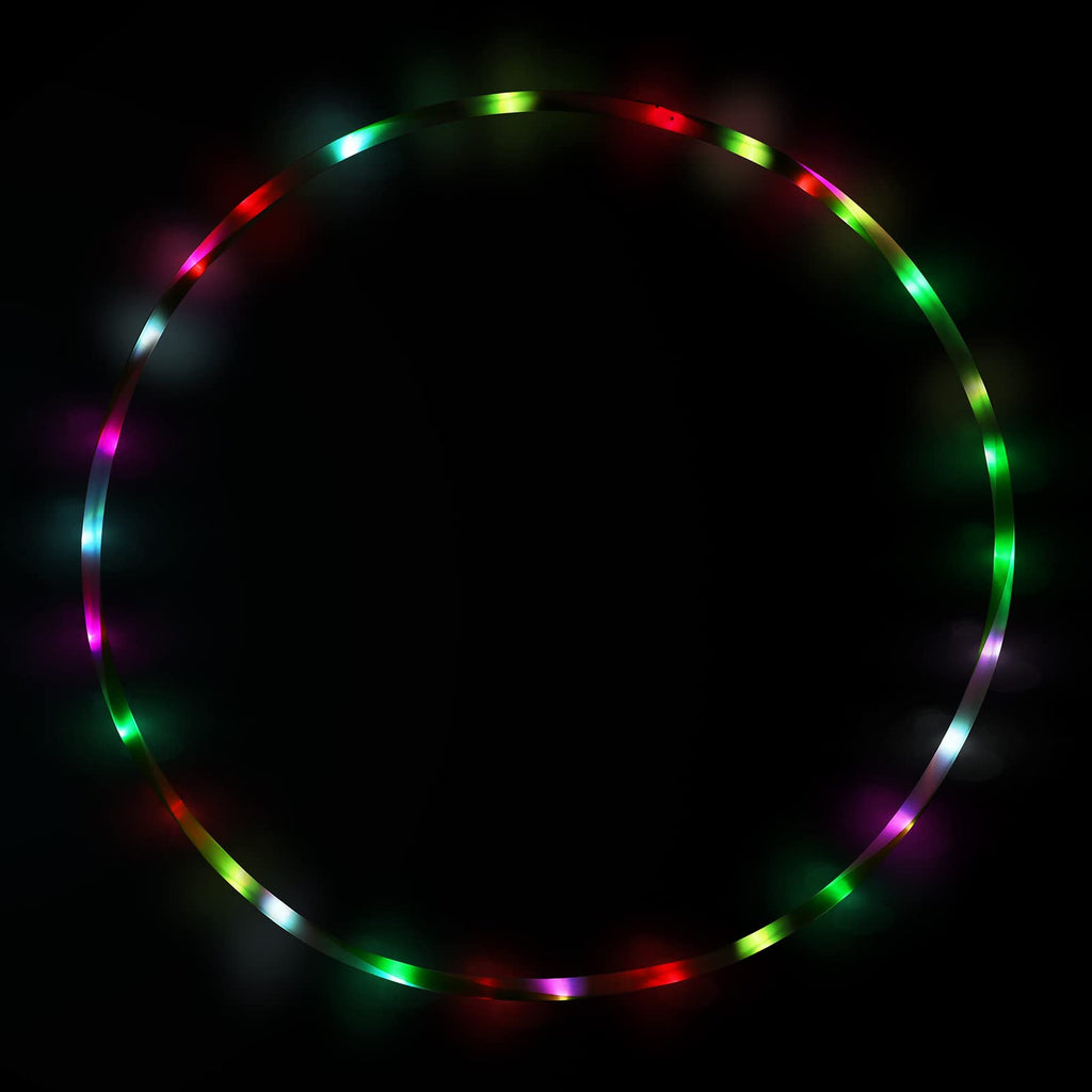 36in LED Hula Hoop Dance Exercise Light Up Hoop for Kids Adults Teens, Weight Loss Fitness Equipment Auto Color Changing Strobe Glow Light,Hoop Hooper Gift（2 AA Batteries are not included） (red) Red - BeesActive Australia