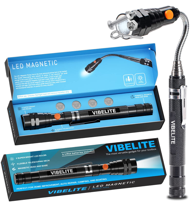 VIBELITE Magnet 3 LED Magnetic Pickup Tool, Telescoping Flexible Extendable Led Flashlights, Perfect Mechanic Pick-up Tools Gifts for Men Dad Women, Birthday Gifts for Him, 1 Pack Magnetic Tool - BeesActive Australia