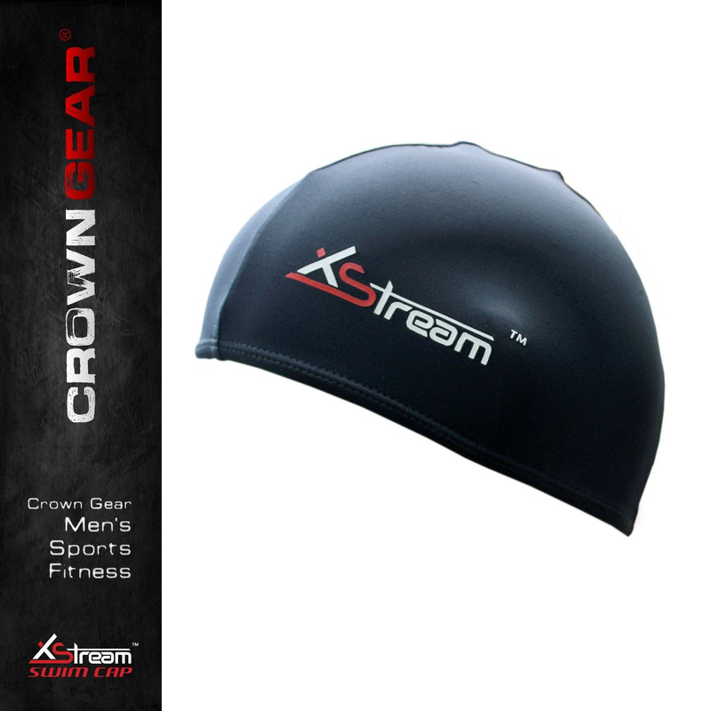[AUSTRALIA] - Crown Gear XStream - Lycra Swim Cap for Men Black 