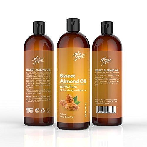 SWEET ALMOND OIL - 100% Pure and Natural Cold pressed massage Sweet Almond Oil For your face, scalp and hair (1 BIG BOTTLE 16 FL.OZ) - - BeesActive Australia