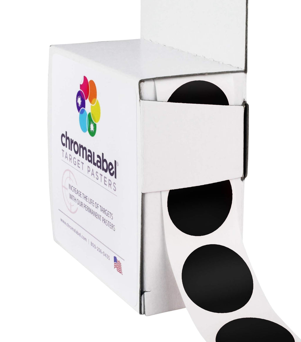 [AUSTRALIA] - ChromaLabel 1 Inch Permanent Round Target Pasters for Shooting and Marksmanship, 1000 per Dispenser Box Black 