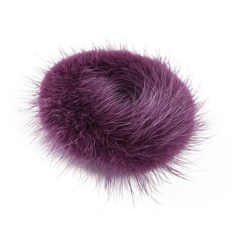 [AUSTRALIA] - URSFUR Women's Mink Fur Scrunchie Bobbles Ties Ropes Ponytail Holder Hairband Wristband Hair Elastics One Size Purple 