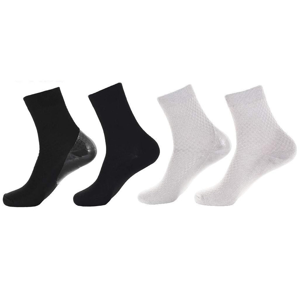 Makhry 2 Pairs Moisturizing Spa Gel Socks for Hard Dry Cracked Skin Recovery Socks Classical Grid Socks For Men Size 6-11 (L, Black&Grey) - BeesActive Australia