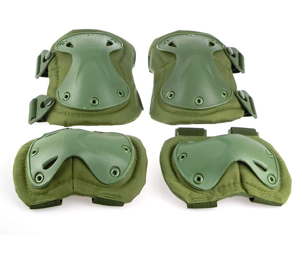 [AUSTRALIA] - H World Shopping Airsoft Tactical Adjustable Combat Knee Elbow Protector Pads Set Biking Skate OD Green 
