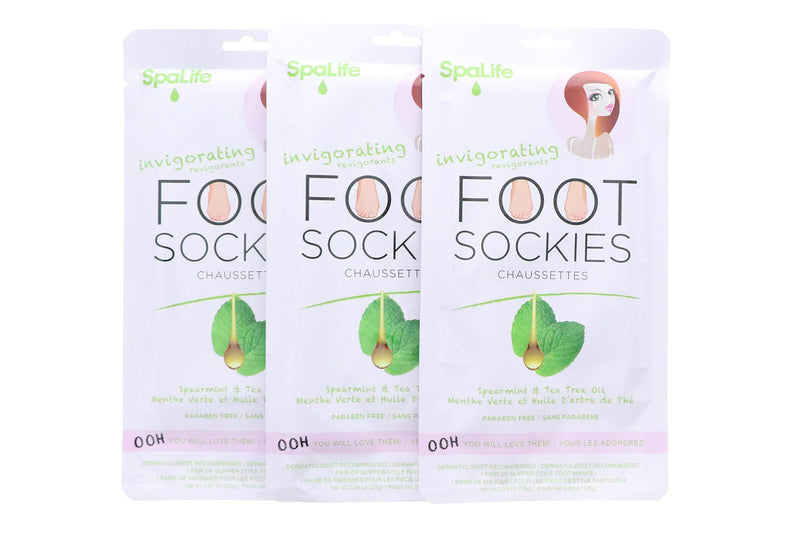 SpaLife Invigorating Spearmint & Tea Tree Oil Foot Sockies (3 Ct) - BeesActive Australia