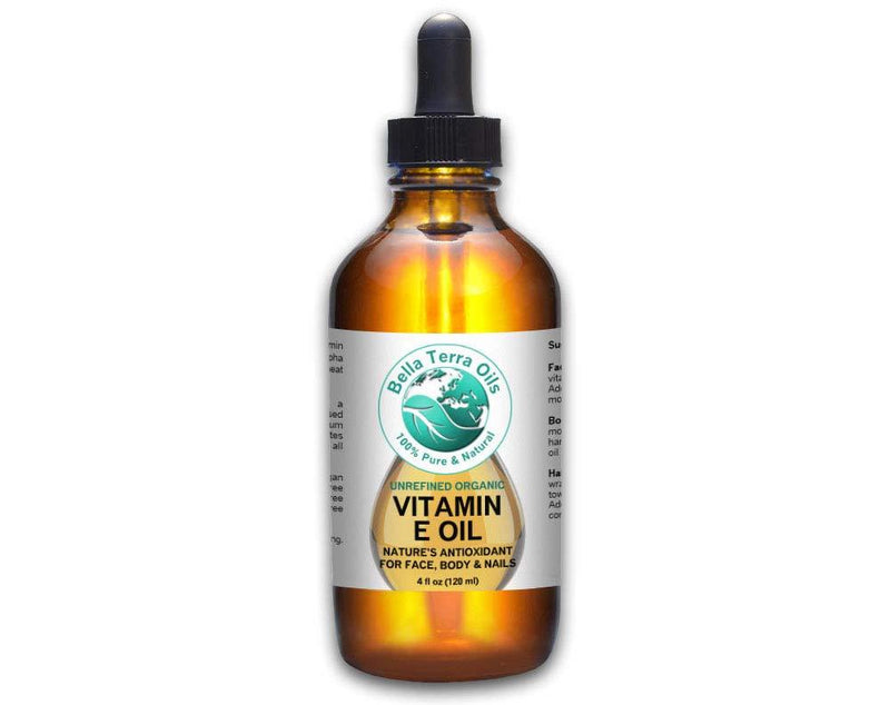 SALE - Vitamin E Oil 4oz. D-alpha Tocopherol. Organic. Premium. 100% Pure, Max Strength 75,000 IU. Anti-Aging. Antioxidant. Treats Scars, Wrinkles, Dark Spots. For Hair, Skin, Nails - Bella Terra Oils - BeesActive Australia