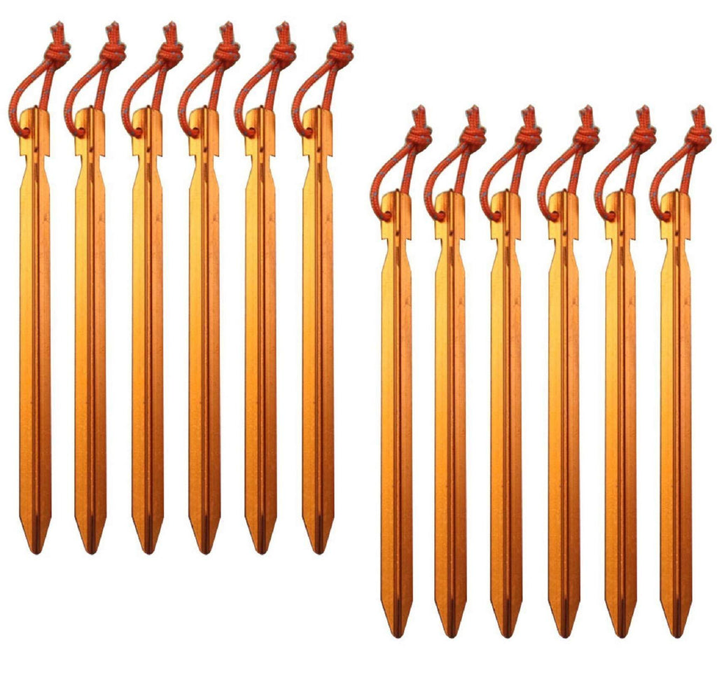 All one tech Pack of 12, 7075 Aluminum Outdoors Tent Stakes Pegs A-Orange Stakes One Size - BeesActive Australia