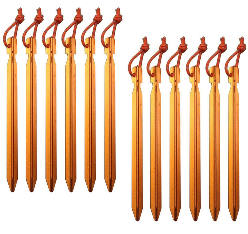 All one tech Pack of 12, 7075 Aluminum Outdoors Tent Stakes Pegs A-Orange Stakes One Size - BeesActive Australia